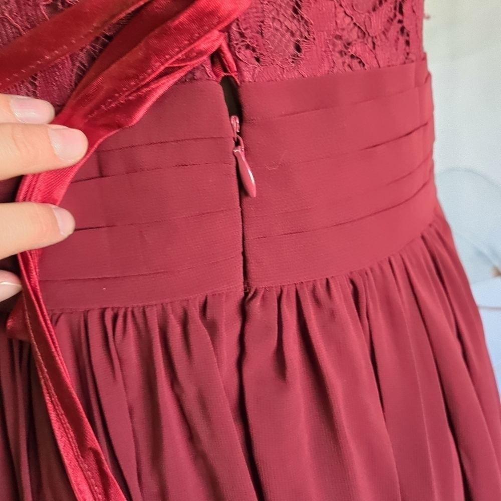 STAR BOX | Lace Up Formal Gown in Burgandy sz M - Picture 5 of 11